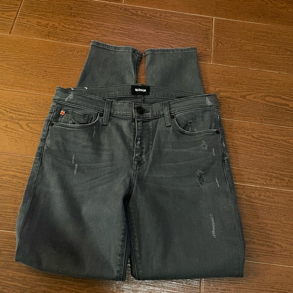Hudson black Jeans Ankle Krista Super Skinny spandex size 28 size 6 distressed - Picture 7 of 16